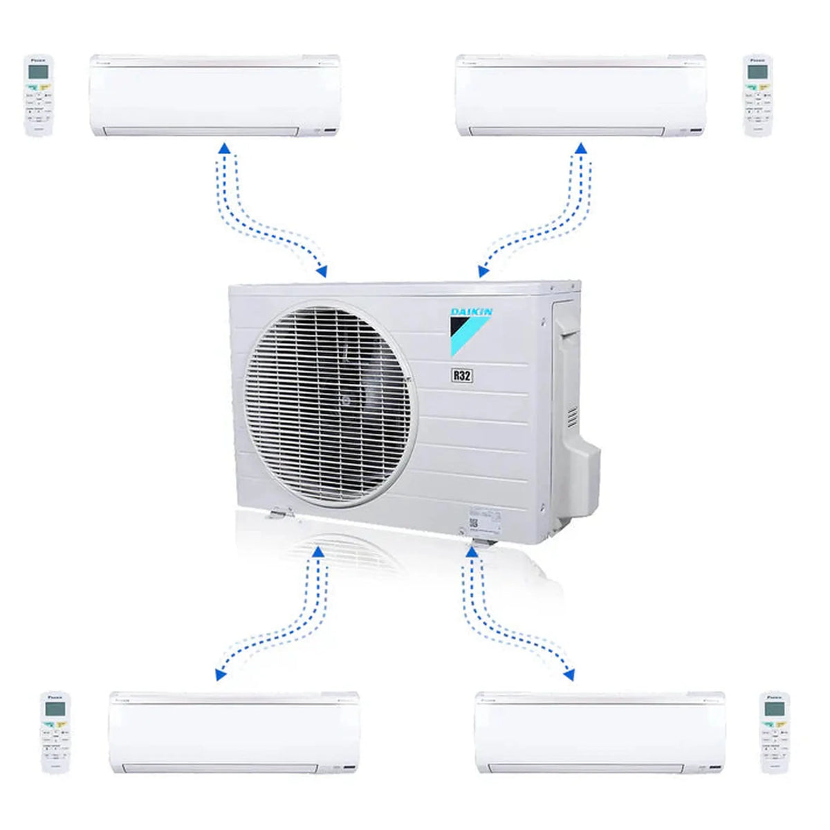 Daikin MXM Series 36000 BTU 20.6 SEER2 4 Zone R32 Ductless Mini Split Heat Pump System - 9K+9K+9K+12K