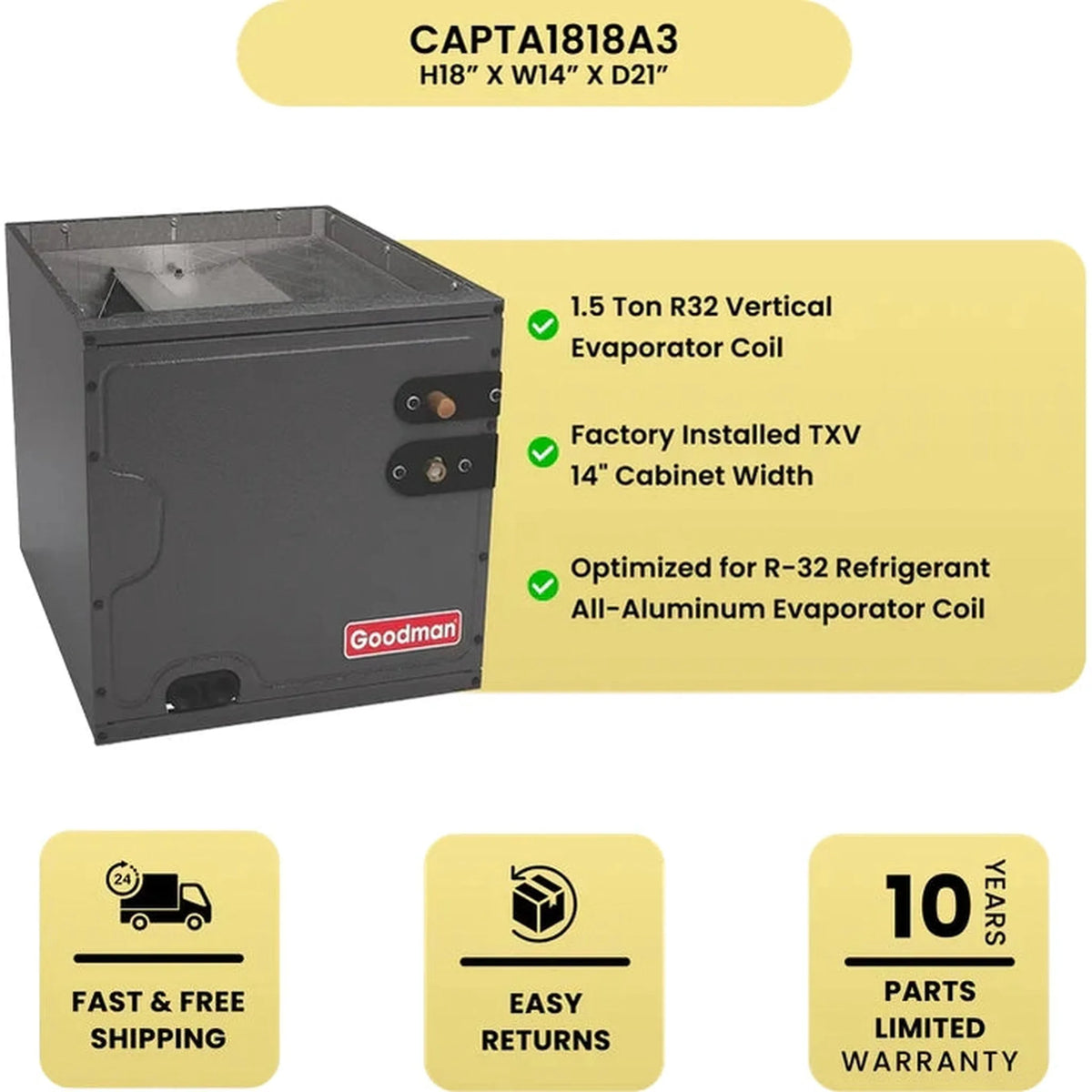 Goodman 1.5 Ton AC + 40K BTU Furnace Bundle | 14 SEER2 | 80% AFUE | R-32 | Upflow