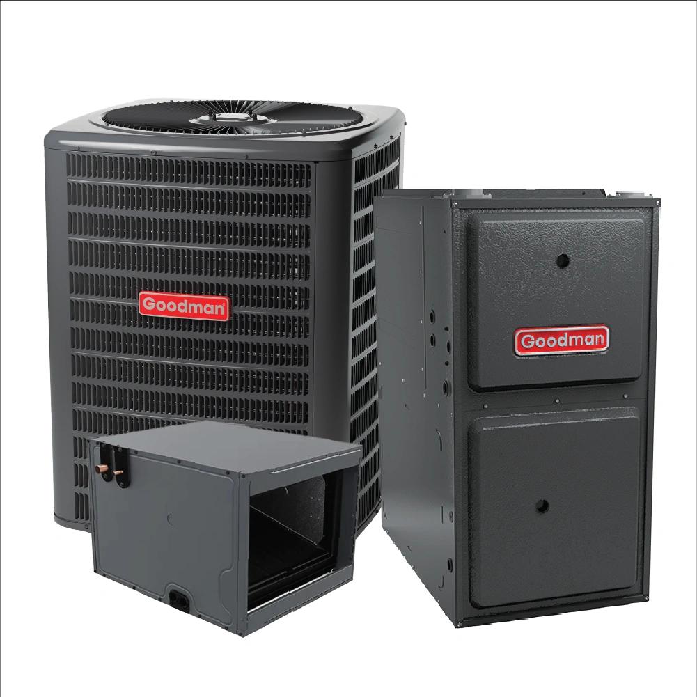 Goodman 2.5 Ton 15.2 SEER2 R32 AC and 96% AFUE 60K BTU Gas Furnace System - Horizontal