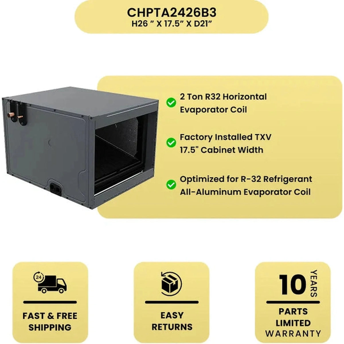 Goodman 1.5 Ton 13.4 SEER2 R32 Air Conditioner & 17.5" Horizontal Cased Coil
