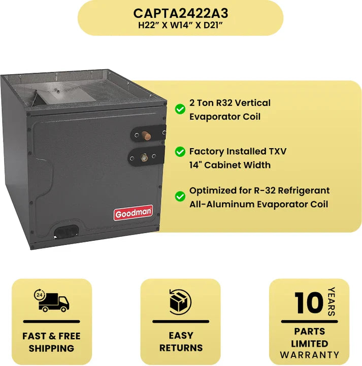 Goodman 2 Ton R32 Vertical Evaporator Coil - CAPTA2422A3